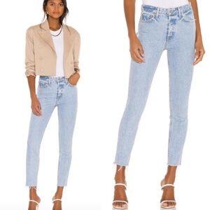 GRLFRND Karolina Frayed High-Rise Skinny Jeans